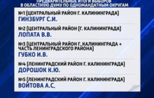 Стали известны имена кандидатов в депутаты Калининградской областной думы