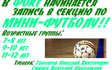 ФОК: формирование групп для детской секции по мини-футболу