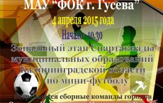 4 апреля в ФОКе пройдёт зональный этап областной Спартакиады по мини-футболу
