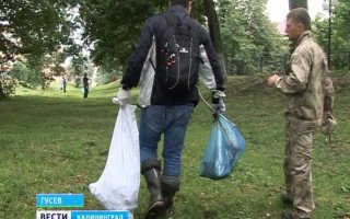 В Гусеве общественники очистили берег реки от мусора