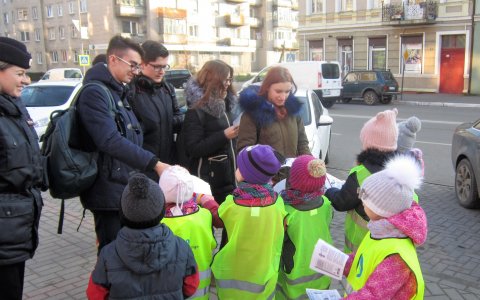 В Гусеве полицейские и дошкольники провели профилактическую акцию «Внимание – пешеход!»