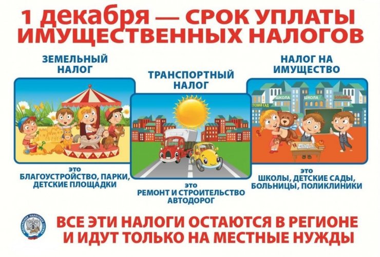 Налоговая служба информирует о необходимости исполнения обязанности по уплате имущественных налогов
