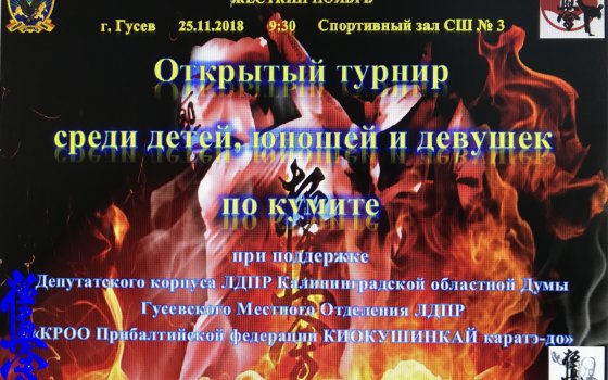 25 ноября в городе Гусеве состоится «Открытый турнир среди детей, юношей и девушек по кумите»