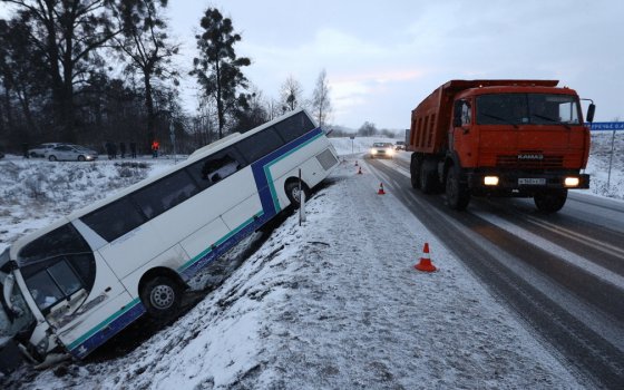 Появилось видео аварии с пассажирским автобусом под Черняховском