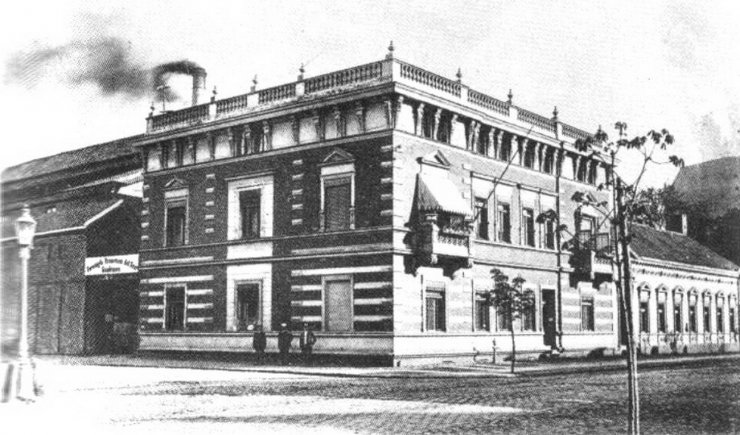 Пивоварня на пересечении улиц Бисмаркштрассе и Роон-штрассе. Фотография сделана в 1910 году