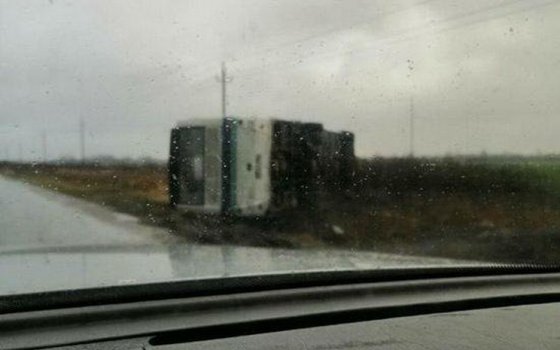 Под Гусевом перевернулся пассажирский автобус