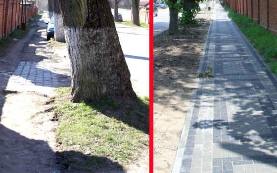 На улице Багратиона отремонтировали тротуар