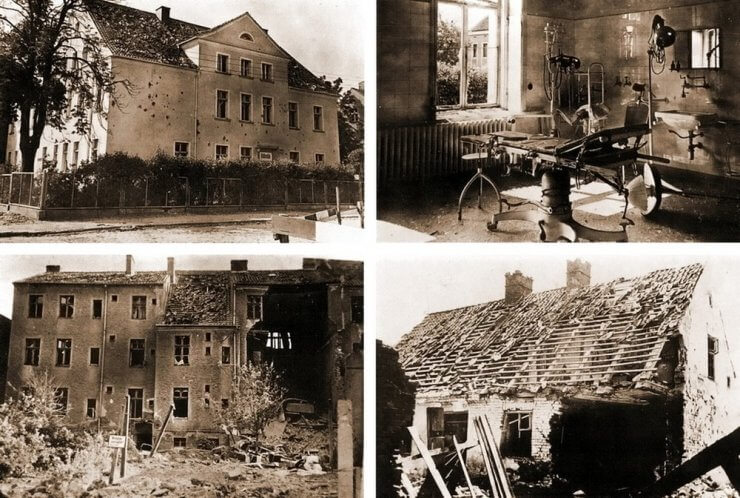 Здание клиники доктора Витмозера, пострадавшее от бомбежки в 1941 году