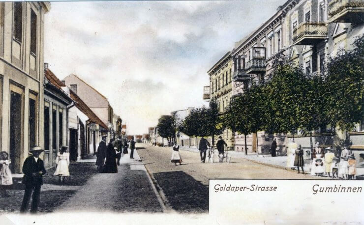 Гольдапенштрассе (справа дом № 23 по улице Железнодорожной). 1900–1905 годы