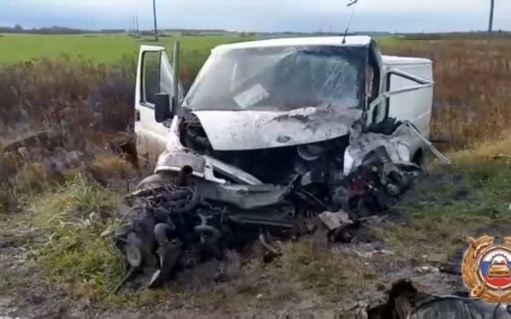 Под Гусевом грузовик врезался в дерево, его прицеп откинуло на микроавтобус