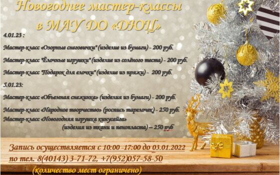 4 и 5 января ДЮЦ приглашает на новогодние мастер-классы