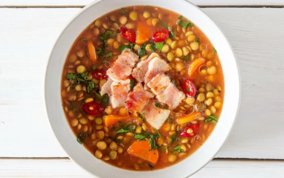 Чечевичный суп с мясом и помидорами, Колдунай и Баланделяй