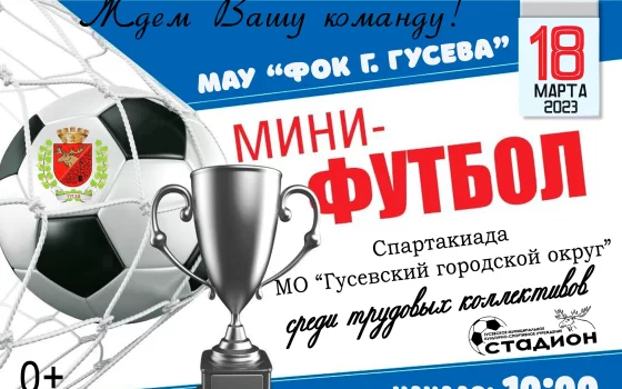 18 марта в ФОКе пройдёт Спартакиада по мини-футболу среди трудовых коллективов