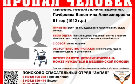 В Гусевском городском округе разыскивают 81-летнюю женщину