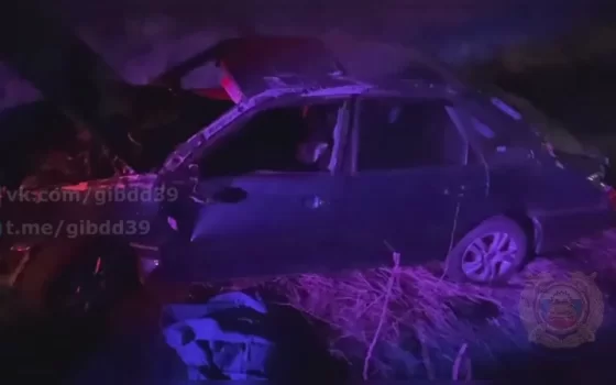 Вблизи Гусева автомобиль «Фольксваген» опрокинулся в кювет, погиб водитель