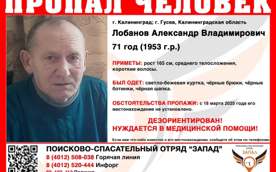 В Гусеве разыскивают 71-летнего Александра Лобанова, страдающего дезориентацией