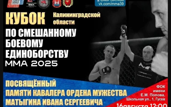 16 августа в Гусеве пройдут соревнования по смешанным боевым единоборствам (ММА)