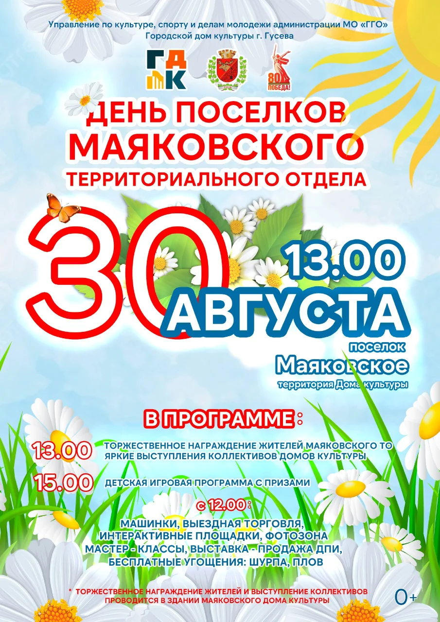 30 августа пройдёт День посёлков Маяковского территориального отдела