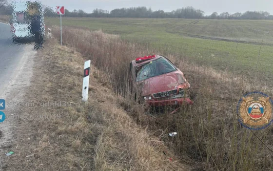 В Гусевском районе водитель «Ауди» пострадал при съезде в кювет