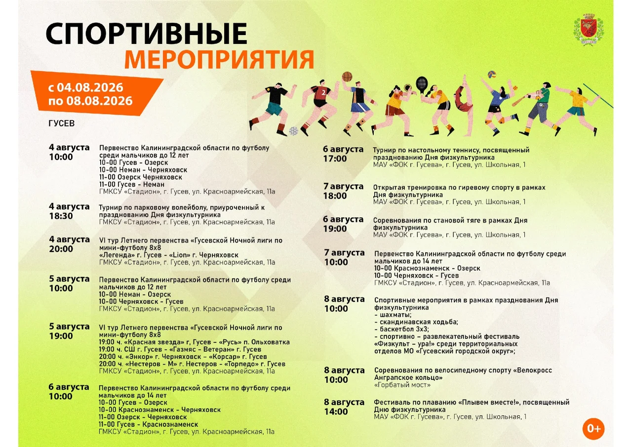 От футбола до велокросса: Гусев принимает масштабную спортивную неделю