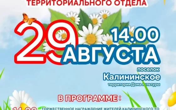 29 августа в Калининском пройдёт День посёлков территориального отдела